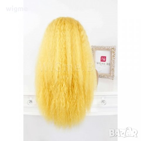 Дълга къдрава жълта лейс фронт перука Анджелика, снимка 6 - Аксесоари за коса - 29241028