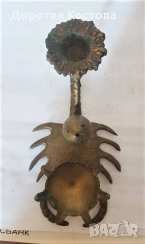Красив месингов пепелник + свещник, снимка 8 - Антикварни и старинни предмети - 35306257
