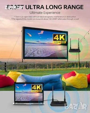 Безжичен HDMI предавател и приемник, 4K предавател със 3 приемника, снимка 6 - Друга електроника - 45636241