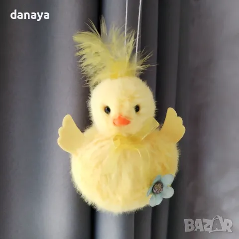 5702 Великденска украса Пухкаво жълто пиленце, 9 см, снимка 2 - Декорация за дома - 49139164