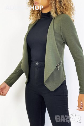 Дамско сако (блейзър) с ревер и джобове с цип, 2цвята - 024, снимка 3 - Сака - 43597752