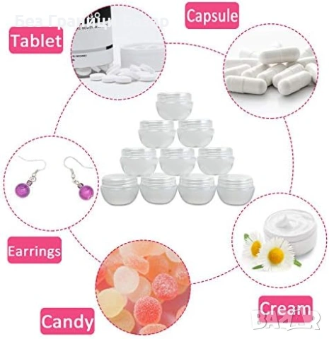 Нови 20 броя празни козметични бурканчета 10 мл с капак + 3 шпатулички, снимка 5 - Други - 53282722