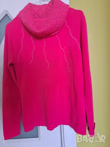 Дамско поло с голяма обърната яка циклама, снимка 4 - Блузи с дълъг ръкав и пуловери - 44129272