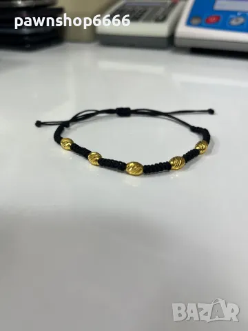 Гривна с конец и златни елементи 14 карата, снимка 4 - Гривни - 49449952