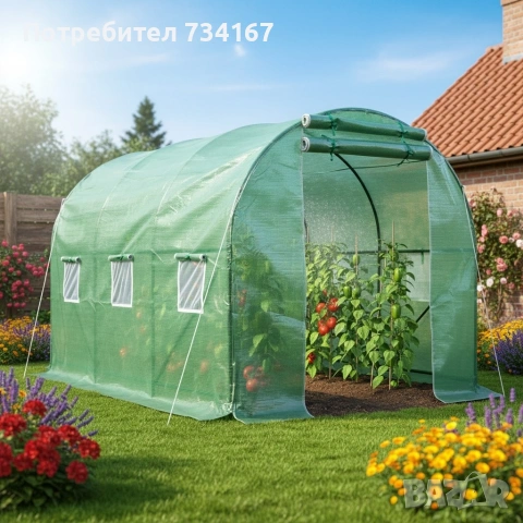 Резервно покривало за оранжерия 3x2x2м – Армирано UV , с цип и прозорци (без рамка), снимка 2 - Оранжерии - 53422418