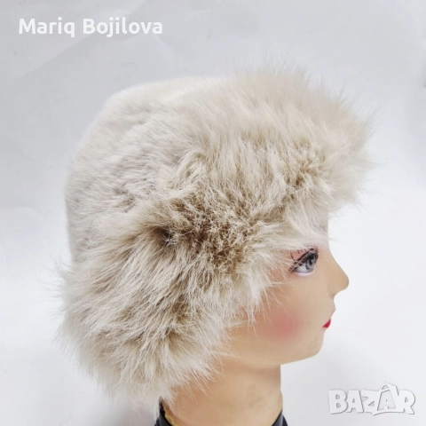 Дамска пухкава зимна шапка от изкуствен косъм, снимка 7 - Шапки - 52702214