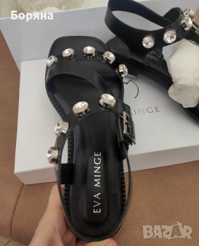 Eva Minge нови дамски кожени сандали с камъни , снимка 7 - Сандали - 50584685