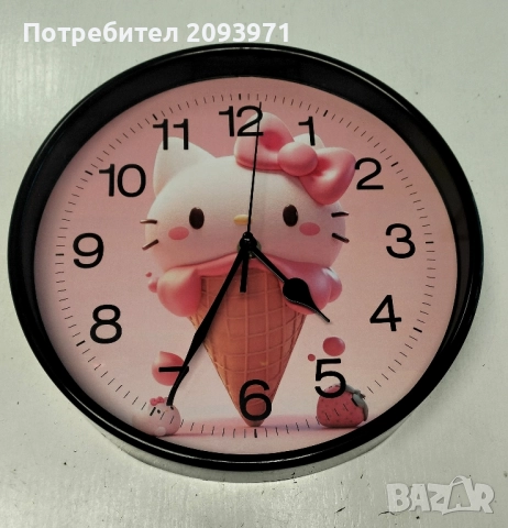 сладурски стенен часовник за деца с hello kitty