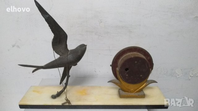 Часовник Silver Paris с бронзова фигура на лястовица, снимка 5 - Антикварни и старинни предмети - 36713582