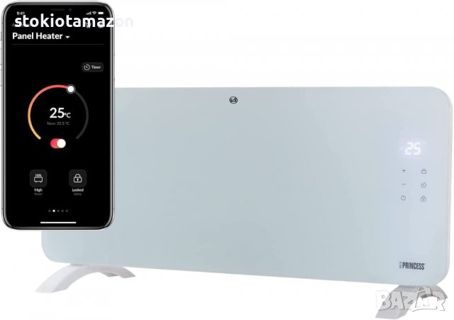 Конвектор Princess, 1500 W, настолен, стъклен панел, Управление чрез телефон., снимка 13 - Отоплителни печки - 38430193
