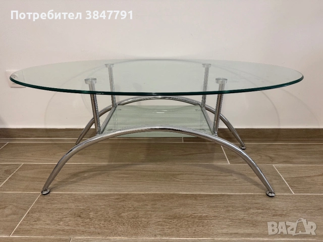 Стъклена овална маса , снимка 2 - Маси - 53368317