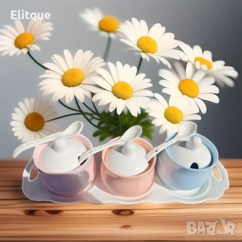 Комплект 3 броя бурканчета и поднос, снимка 5 - Други - 52894792