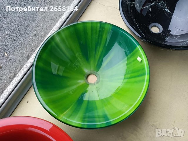 Мивка от зелено темперирано стъкло тип "купа"