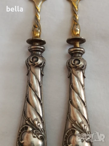 Комплект стари антикварни сребърни прибора за масло и др, снимка 3 - Антикварни и старинни предмети - 50840721