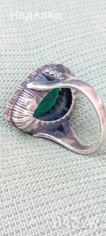 Стар сребърен руски пръстен,зелен камък,дамски, снимка 13 - Антикварни и старинни предмети - 51343485