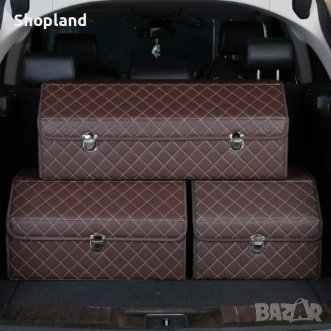 Луксозен сгъваем органайзер за кола от еко кожа, 3 размера в сета, снимка 2 - Органайзери - 51819848