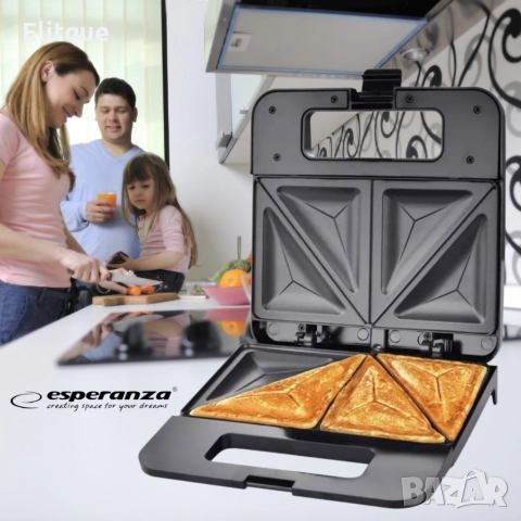 Тостер-сандвич Esperanza Parmigiano, 1000W, триъгълник, 2 ГОДИНИ ГАРАНЦИЯ, снимка 7 - Други - 52897830