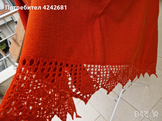 Оранжева вълнена покривка за легло, снимка 2 - Покривки за легло - 52031086