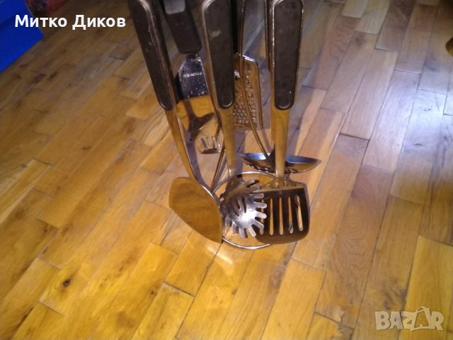 Кухненски набор 7 части 6+1 неръждаема стомана със стойка, снимка 4 - Аксесоари за кухня - 43400992