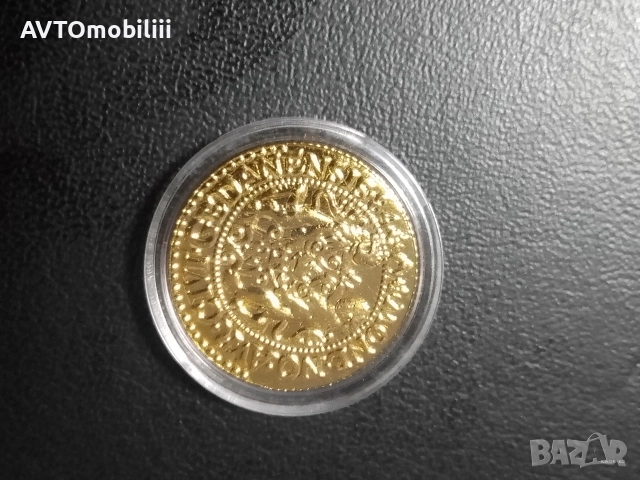 Позлатена полска монета 1584 г Стефан Батори, снимка 5 - Нумизматика и бонистика - 52665126