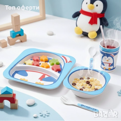 Детски комплект за хранене 5 части Cheffinger , снимка 2 - Прибори, съдове, шишета и биберони - 53179487