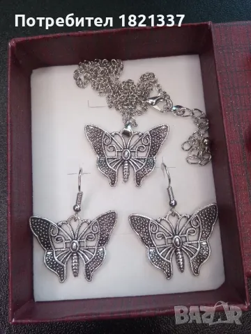 Сребърен комплект колие и обици , снимка 3 - Бижутерийни комплекти - 49440063