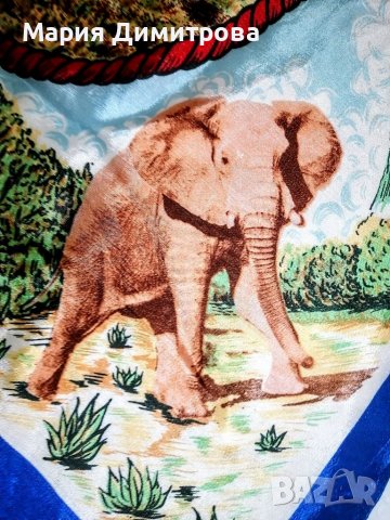 Копринен шал с животни 80/77, снимка 4 - Шалове - 37340063