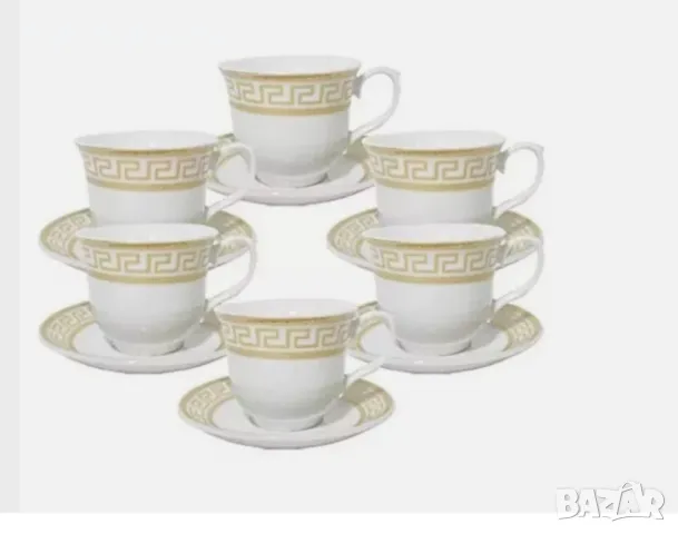 Порцеланов комплект за чай от 12 части, чаша и чинийки