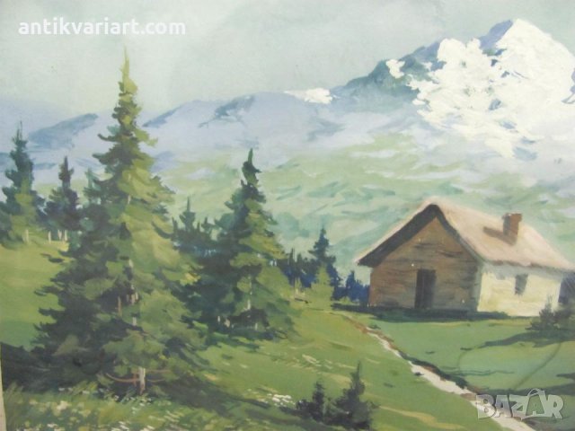 20-те Оригинална Картина акварел пейзаж, снимка 3 - Картини - 26256406