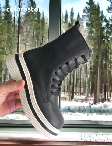 Равни боти - черна кожа с бежово ходило - SZ1