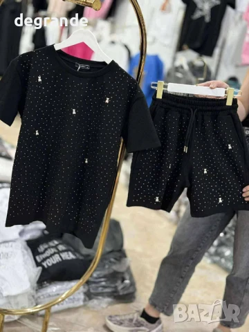 Комплекти с камъчета и мечета в бяло и черно, снимка 3 - Комплекти - 51099247