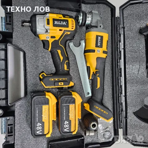 Комплект две машини гайковерт-дрелка и ъглошлайф HILDA 48Vс 2 батерии

, снимка 5 - Куфари с инструменти - 49649591