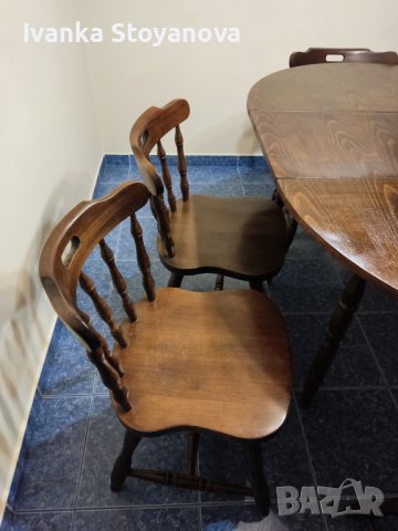 Продавам разтегателна трапезна кръгла маса естествено дърво масив с 6 стола, снимка 2 - Маси - 40844498