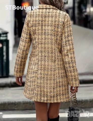 🌟 Есен/Зима 2025 – Винтидж Карирано Твид Палто в 3 цвята ,STBoutique 🌟, снимка 9 - Палта, манта - 52240256