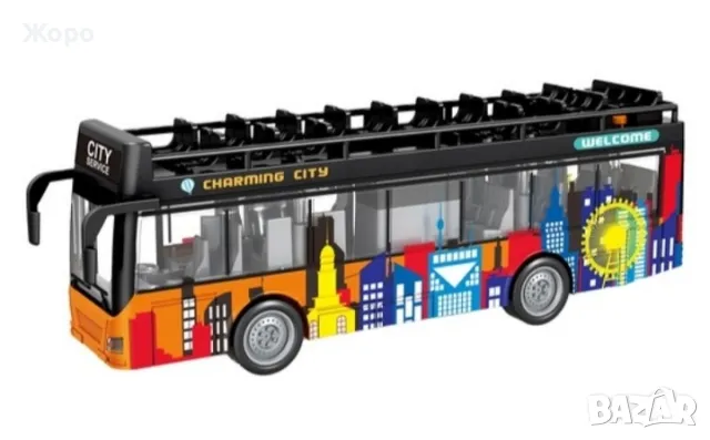 ДЕТСКИ ДВУЕТАЖЕН МНОГОЦВЕТЕН АВТОБУС С ЗВУК 625277, снимка 3 - Коли, камиони, мотори, писти - 47498112