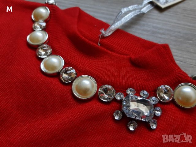 Нова колекция червена рокля с кристали от фино плетиво на намаление, снимка 5 - Рокли - 27331663
