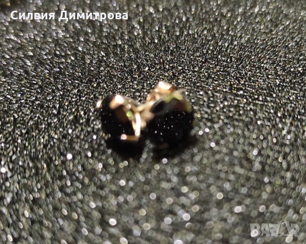 Сребърни обеци с черни камъчета печат 9️⃣2️⃣5️⃣, снимка 1 - Обеци - 35355206