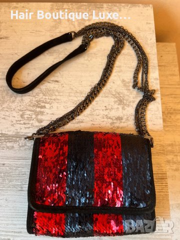 ZARA малка чанта с пайети,която си сменя цвета! 🤍❤️🖤🤍❤️🖤, снимка 2 - Чанти - 43845273