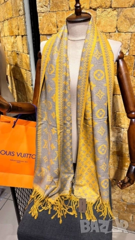 двулицев кащмирен шал gucci Burberry Louis Vuitton , снимка 7 - Шалове - 52149913