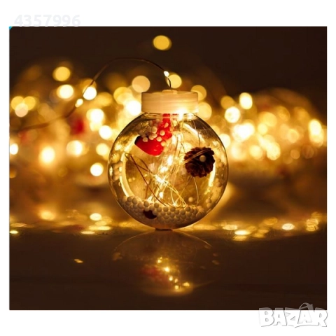 Декоративна коледна LED завеса, Дядо Коледа, 10 снежни топки , снимка 2 - Декорация за дома - 52380643