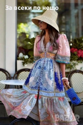 Дамска Дълга Ефирна Рокля Код A660, снимка 2 - Рокли - 50634160