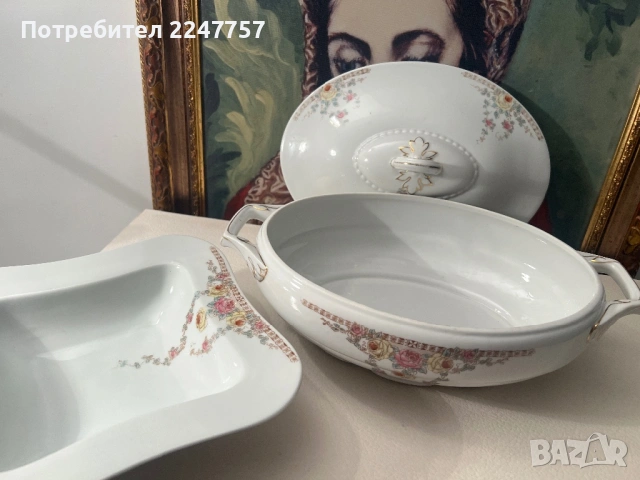 Античен супник с купа порцелан, снимка 6 - Антикварни и старинни предмети - 53301691