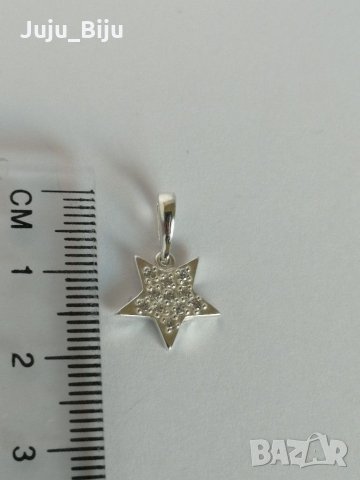 Нова сребърна висулка звезда, с камъни цирконий