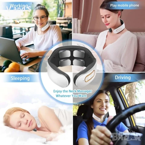 Масажор за врата, интелигентен масажор за врата с , 6 режима, 9 нива на интензивнос, снимка 8 - Масажори - 50722641