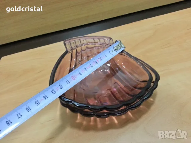 ретро стъклени чинийки купички цветно стъкло , снимка 3 - Антикварни и старинни предмети - 49328875