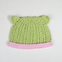 бебешка шапка с ушички плетка памук ръчна изработка, снимка 1 - Бебешки шапки - 28454737