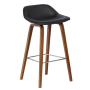Икономични бар столове и табуретки-дървени крака орех и черна еко кожа, снимка 2