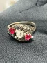 💎 Великолепен античен златен пръстен „Трилогия“ с диаманти и рубини (19-ти век) 💎, снимка 4