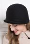 Елегантна дамска черна зимна шапка, ретро стил, 100% вълна, федора, снимка 6