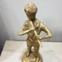 Стара месингова фигура на момче свирещо на флейта, снимка 4